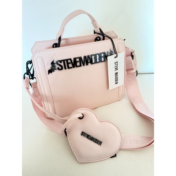 Steve Madden Handbags - Steve Madden Bevelyn Bats Satchel Crossbody Bag Wallet Chalk Halloween Pink